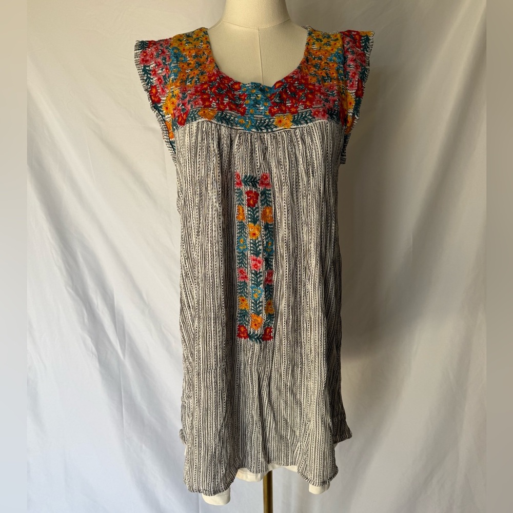 Savanna Jane Marleen Embroidered Babydoll Dress/Tunic Boho Large